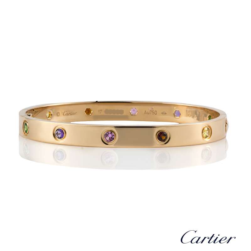Cartier 18k Rose Gold Coloured Stones Love Bangle B&P B6036517 Cartier 18k Rose Gold Coloured Stones Love Bangle B&P B6036517